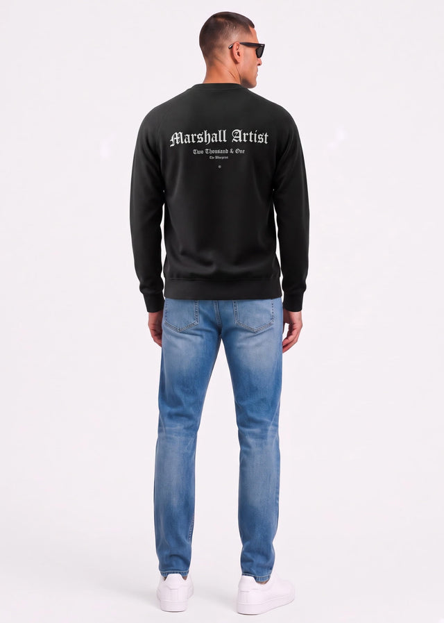 Marshall Artist Pullover Blue print crew neck - black