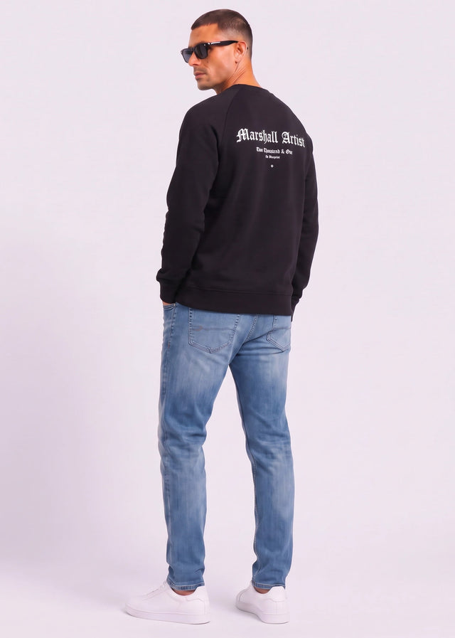 Marshall Artist Pullover Blue print crew neck - black