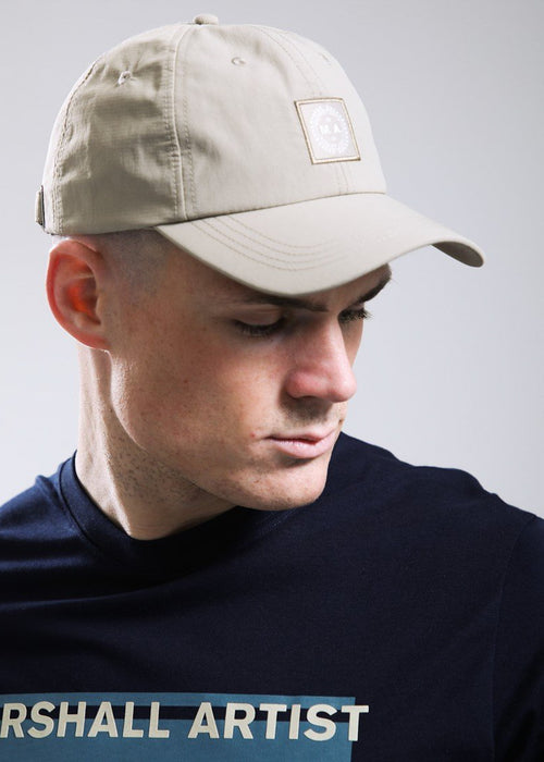 Woven badge cap - stone