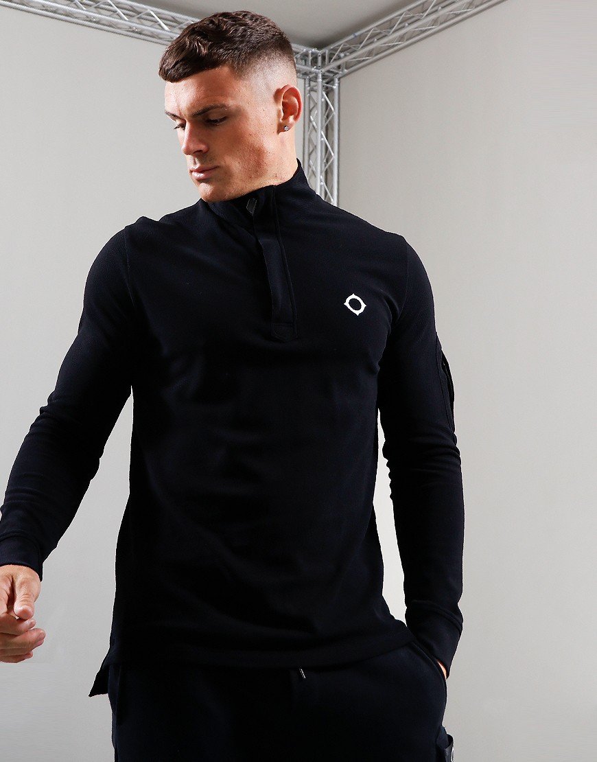 MA.Strum Truien  Ls funnel neck polo - black 