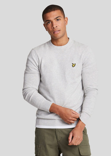 Lyle & Scott Truien Cotton merino crew neck jumper - light grey marl