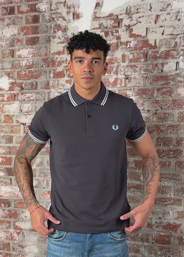 Fred Perry Polo's Twin tipped fred perry shirt - anchor grey ecru ball boy blue
