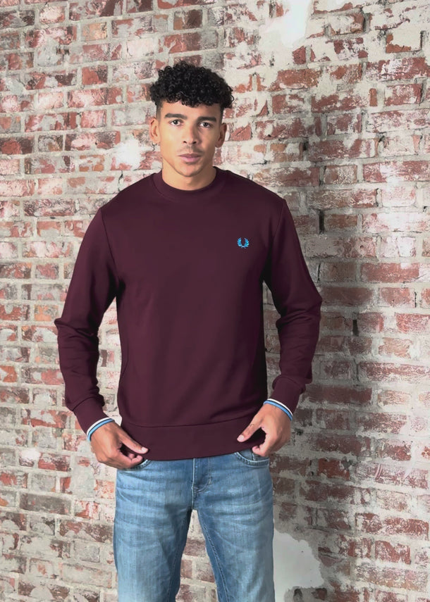 Fred Perry Truien Crew neck sweatshirt - oxblood ecru court blue