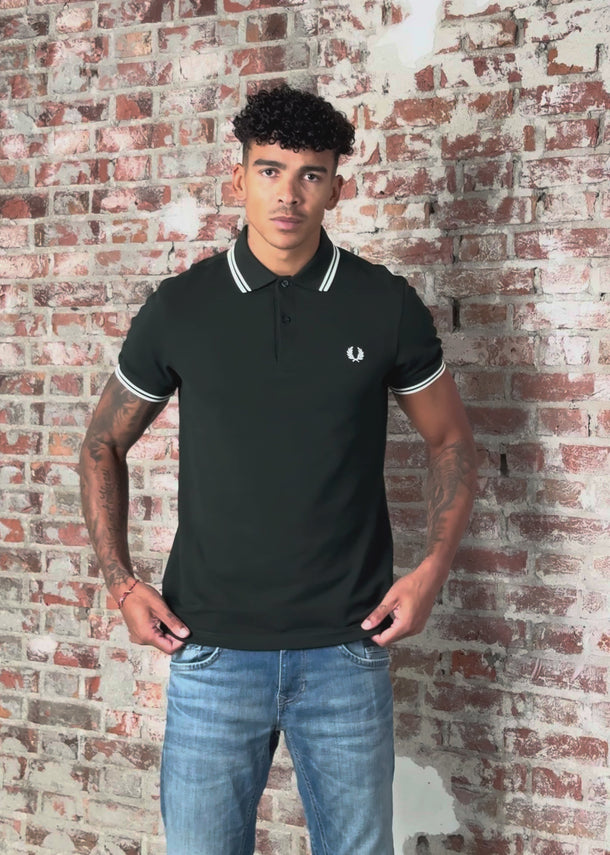 Fred Perry Polo's Twin tipped fred perry shirt - night green snow white snow white