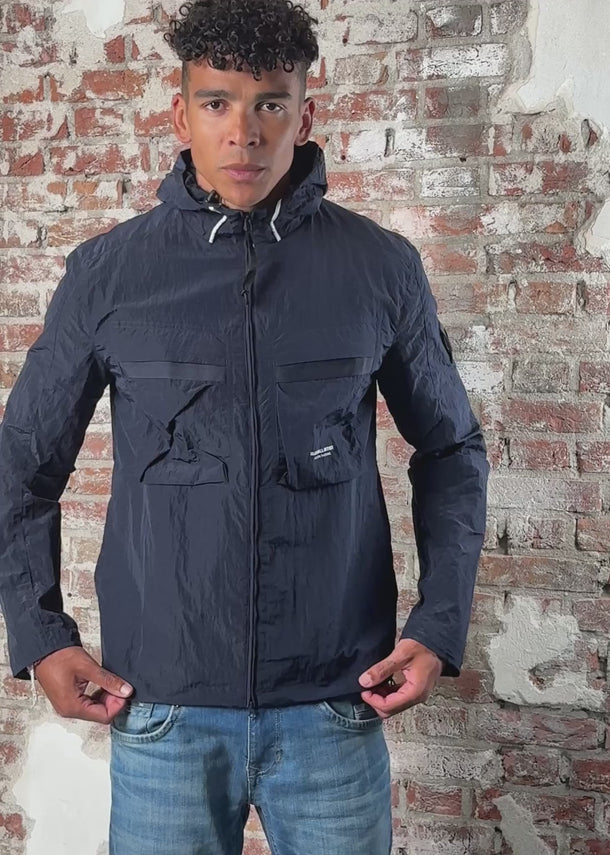 Marshall Artist Jassen Sicuro hooded overshirt - navy