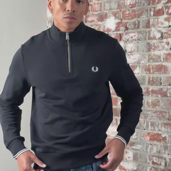 Fred Perry Truien Half zip sweatshirt - black