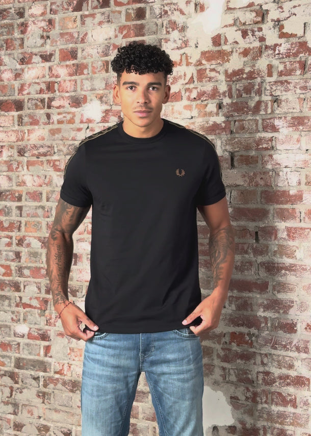 Fred Perry T-shirts Contrast tape ringer t-shirt - black shaded stone
