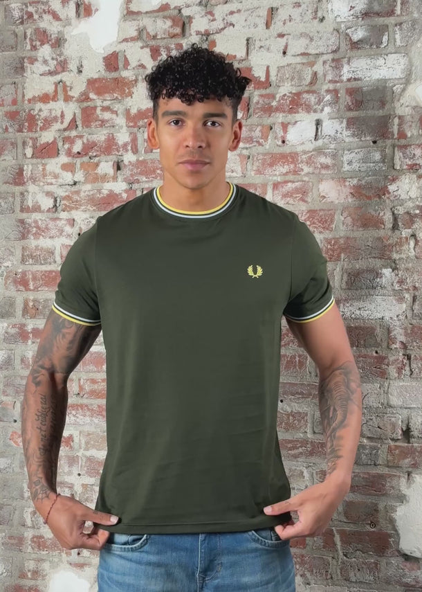 Fred Perry T-shirts Twin tipped t-shirt - hunting green light ice lemon barley