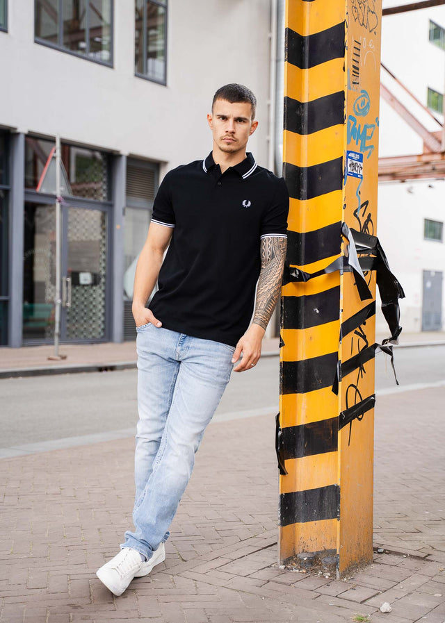 Fred Perry Poloshirts Twin tipped fred perry shirt - black white white