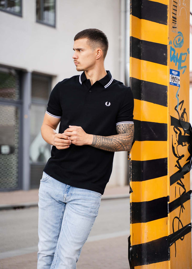 Fred Perry Poloshirts Twin tipped fred perry shirt - black white white