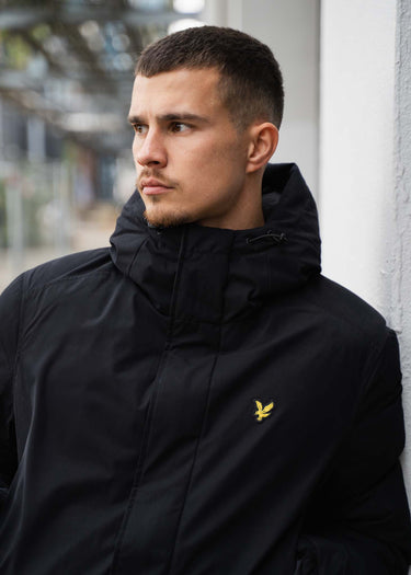 Lyle & Scott Herren Membrane Parka - Jet Black Mit Kapuze Und Knebelverschluss