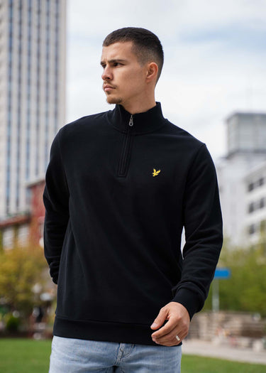 Lyle & Scott Truien Loopback quarter zip sweat - jet black