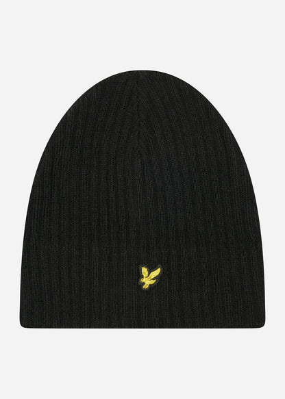 Lyle & Scott Mutsen  Knitted ribbed beanie - true black 