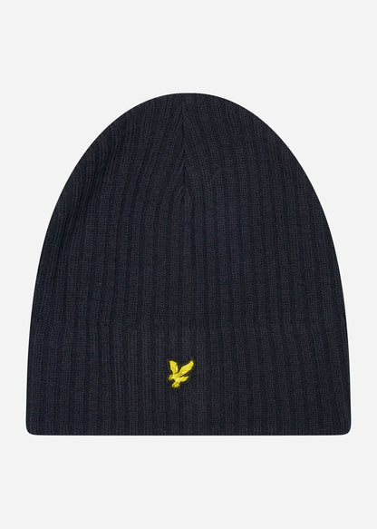 Lyle & Scott Mutsen  Knitted ribbed beanie - dark navy 