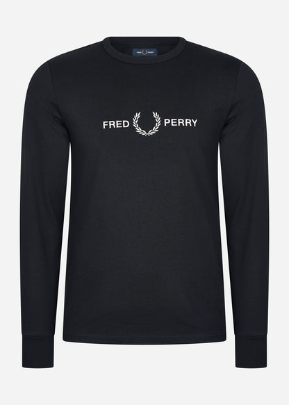 Fred Perry Longsleeve Tees  Graphic branding ls t-shirt - black 