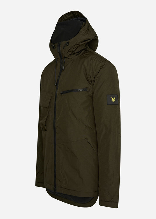 Lyle & Scott Jassen  Wadded dual pocket jacket with face guard - olive 