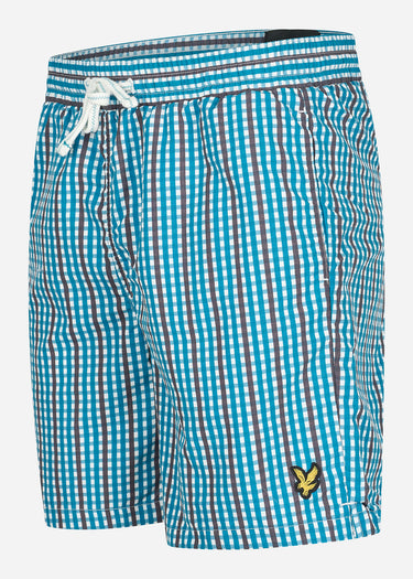 Lyle & Scott Zwembroeken  Gingham swim shorts - barrack blue 