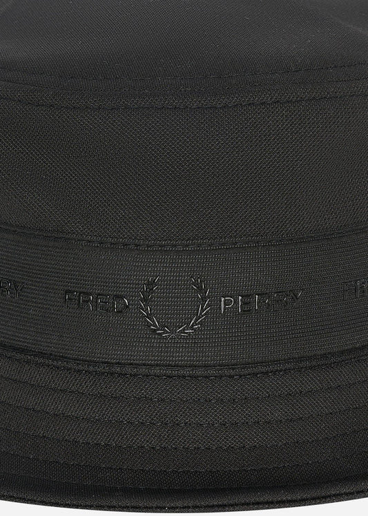 Fred Perry Bucket Hats  Tonal tape tricot bucket hat - black 
