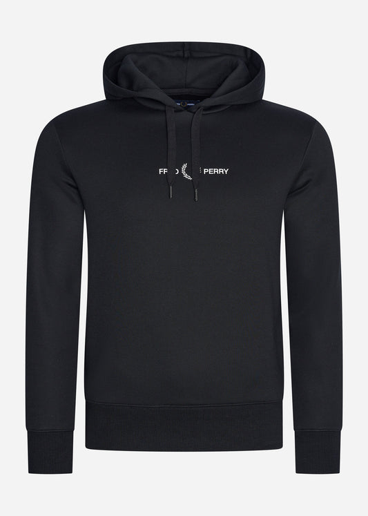 Fred Perry Hoodies  Embroidered hooded sweatshirt - black 