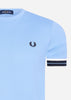 Fred Perry T-shirts  Tramline tipped pique t-shirt - sky 