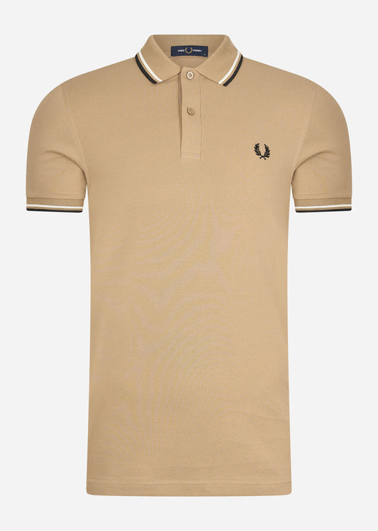 Fred Perry Polo's  Twin tipped fred perry shirt - warm stone snow white black 