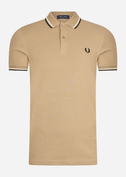 Fred Perry Polo's  Twin tipped fred perry shirt - warm stone snow white black 