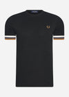 Fred Perry T-shirts  Striped cuff pique t-shirt - black 