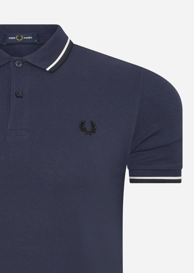 Fred Perry Poloshirts  Twin tipped polo - carbon blue snow white black 