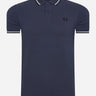 Fred Perry Polo's  Twin tipped polo - carbon blue snow white black 