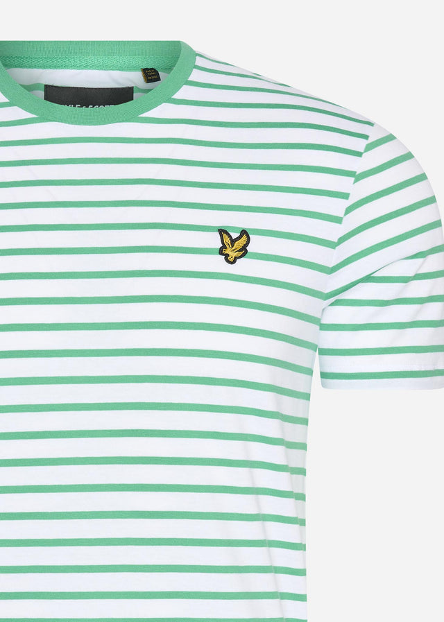 Lyle & Scott T-Shirts  Breton stripe t-shirt - green glaze white 
