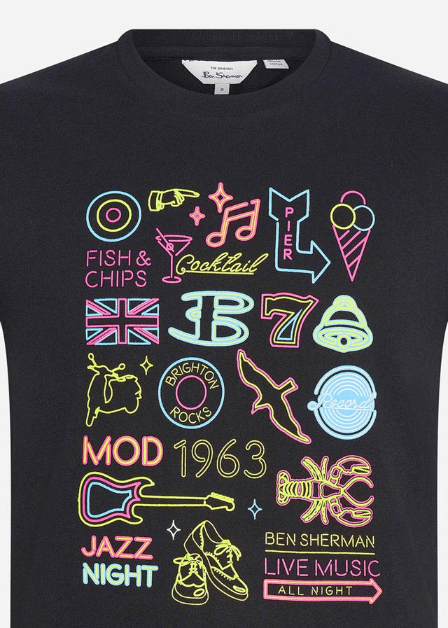 Ben Sherman T-Shirts  Night at brighton beach tee - black 