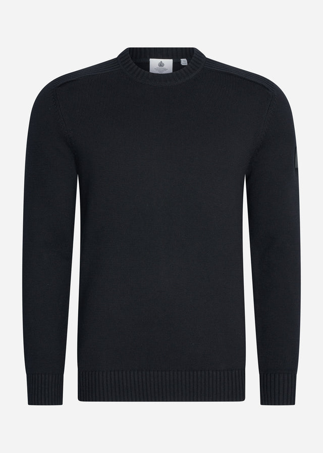 Lyle & Scott Pullover  Shoulder detail crew neck knit jumper - jet black 