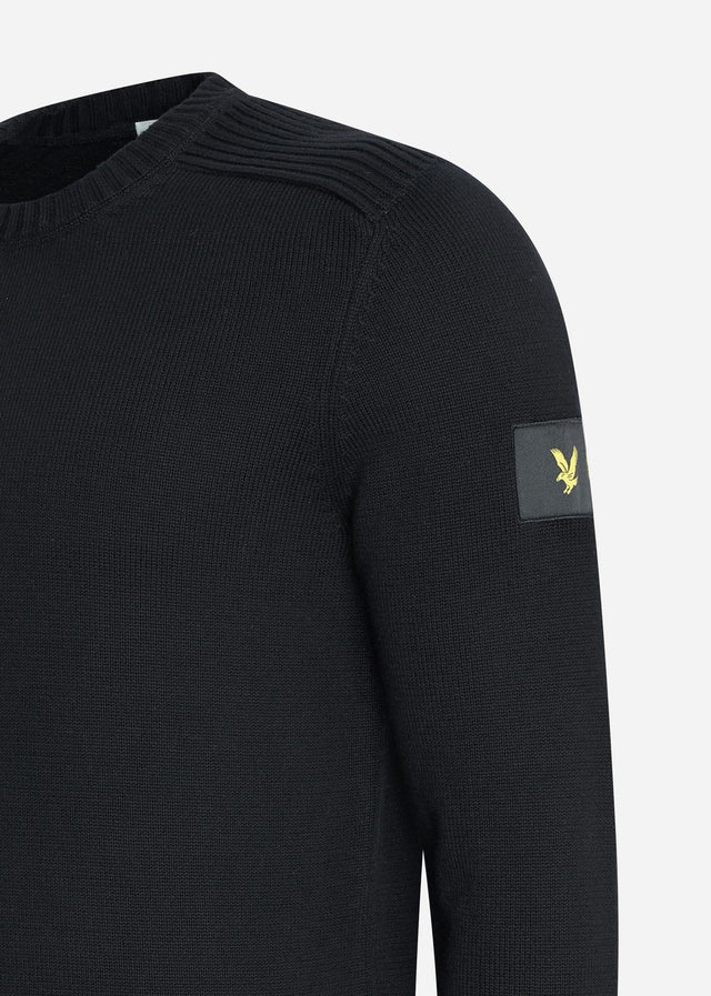Lyle & Scott Pullover  Shoulder detail crew neck knit jumper - jet black 