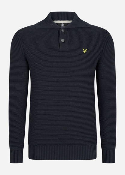 Lyle & Scott Truien  Chunky rib button neck - dark navy 