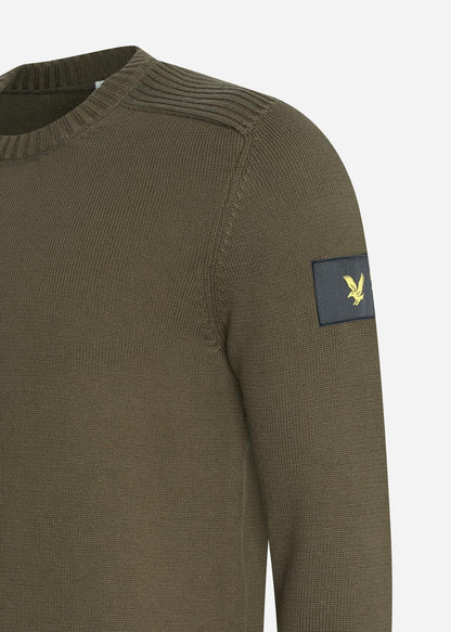 Lyle & Scott Truien  Shoulder detail crew neck knit jumper - olive 