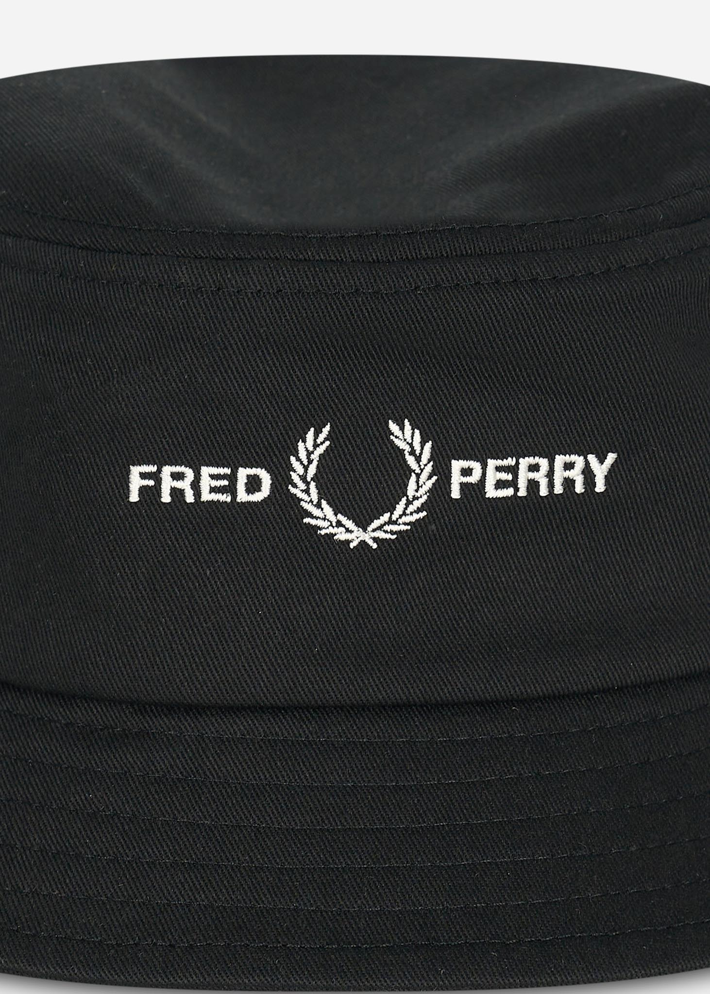 Fred Perry Bucket Hats  Graphic branded twill bucket hat - black 