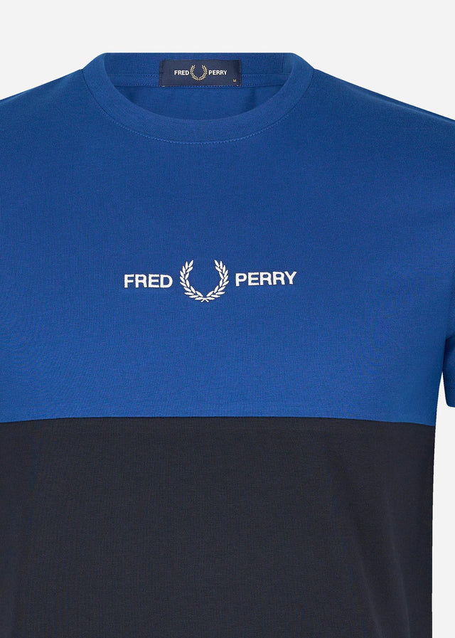 Fred Perry T-Shirts  Branded colour block t-shirt - navy 