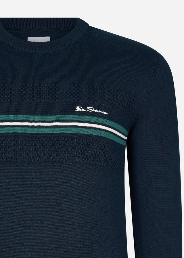 Ben Sherman Pullover  Chest stripe crew - dark navy 