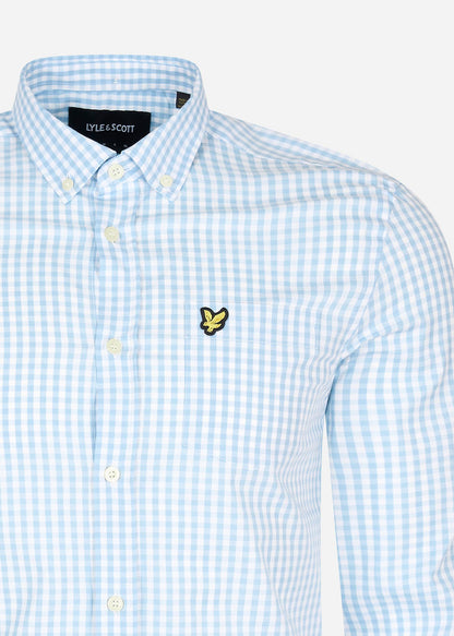 Lyle & Scott Overhemden  LS slim fit gingham shirt - light blue white 