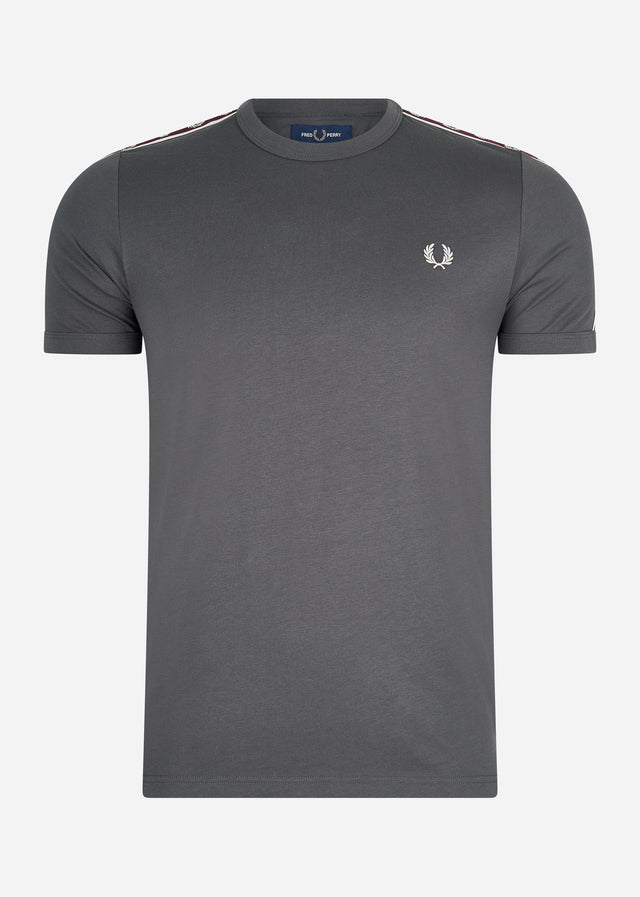 Fred Perry T-Shirts  Contrast tape ringer t-shirt - gunmetal oxblood 