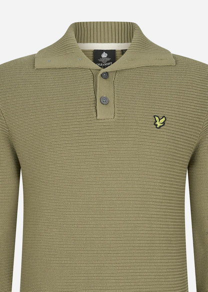 Lyle & Scott Truien  Chunky rib button neck - seaweed 