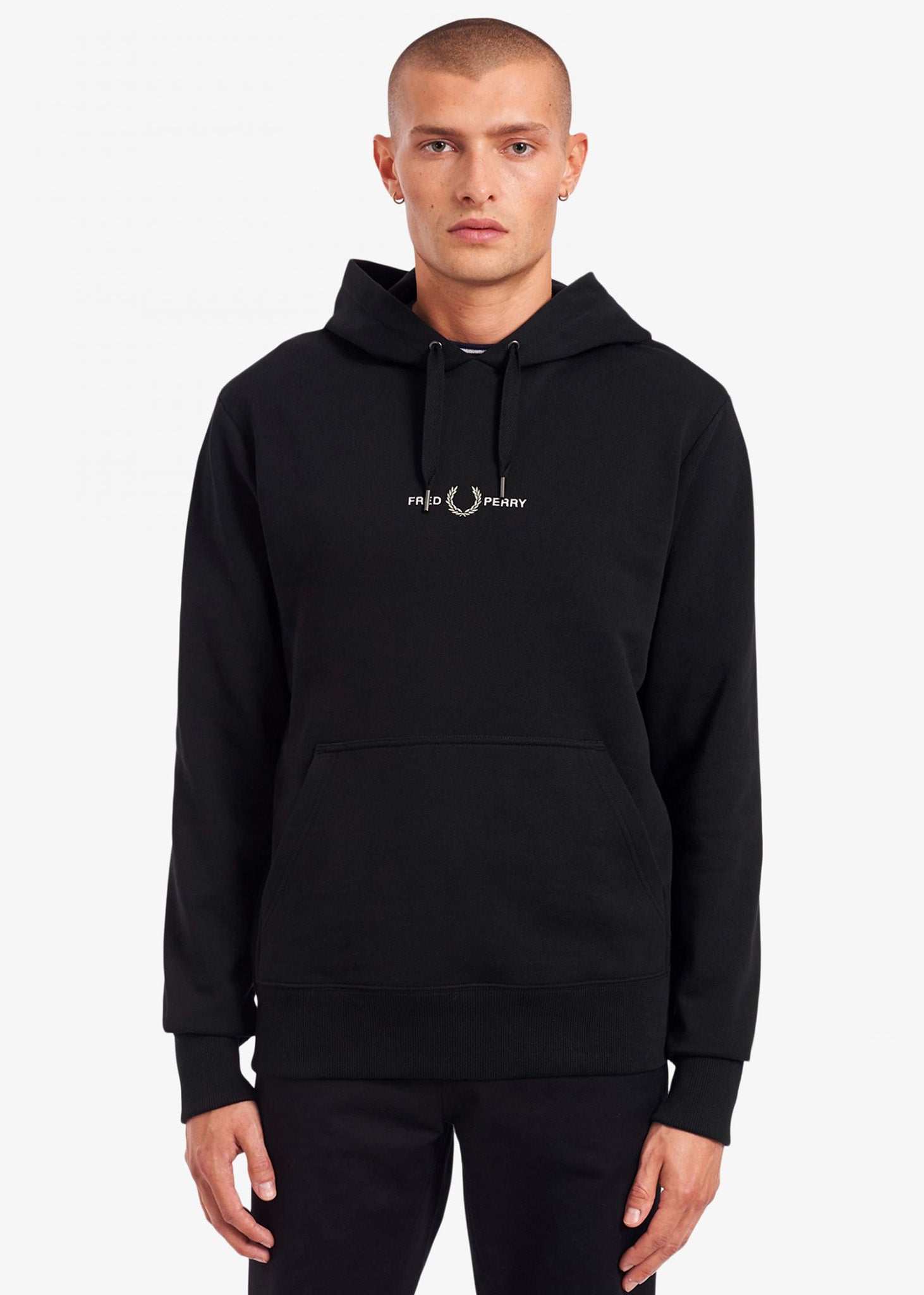 Fred perry embroidered hooded hot sale sweatshirt