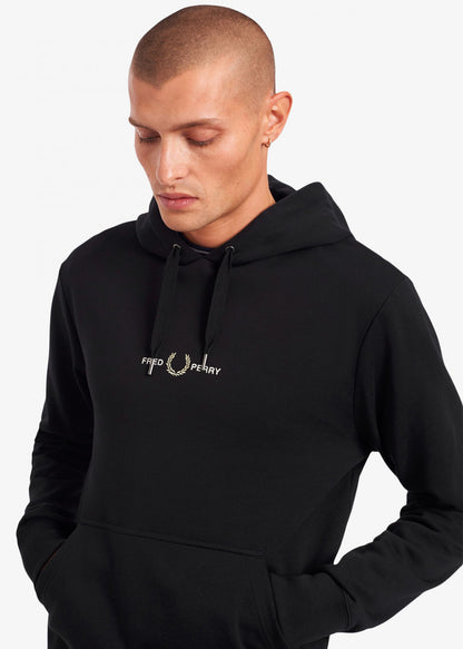 Fred Perry Hoodies  Embroidered hooded sweatshirt - black 