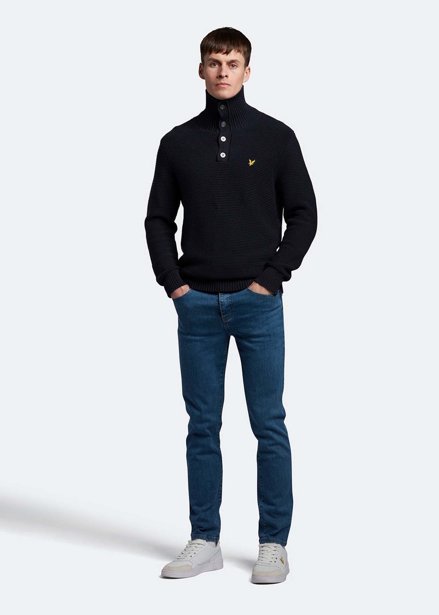 Lyle & Scott Truien  Chunky rib button neck - dark navy 