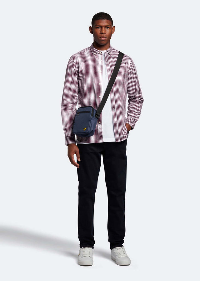Lyle & Scott Hemden  LS slim fit gingham shirt - burgundy white 