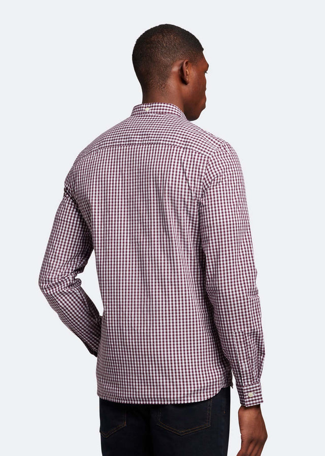 Lyle & Scott Hemden  LS slim fit gingham shirt - burgundy white 