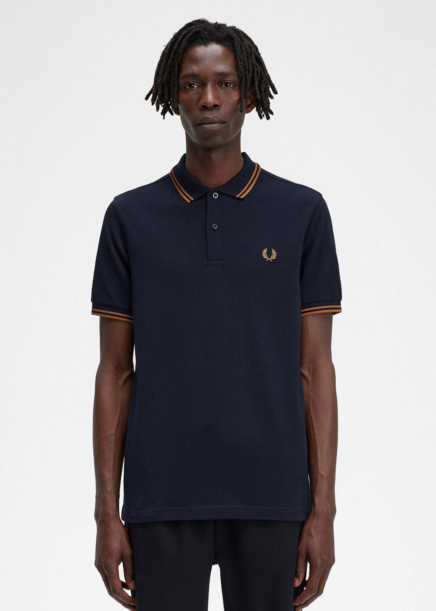 Fred Perry Polo's  Twin tipped fred perry shirt - navy dark caramel 