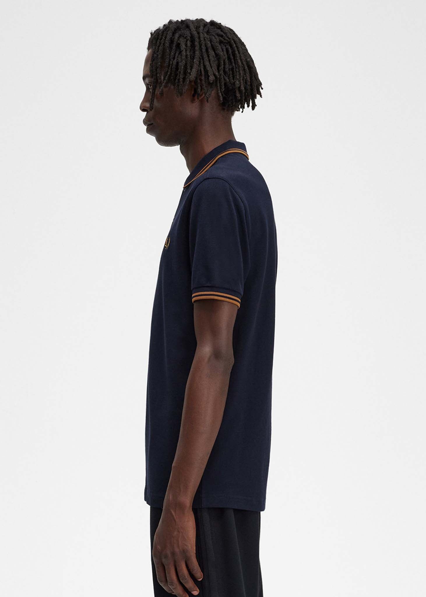 Fred Perry Polo's  Twin tipped fred perry shirt - navy dark caramel 