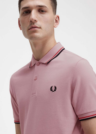 Fred Perry Polo's  Twin tipped fred perry shirt - chalky pink washed red black 