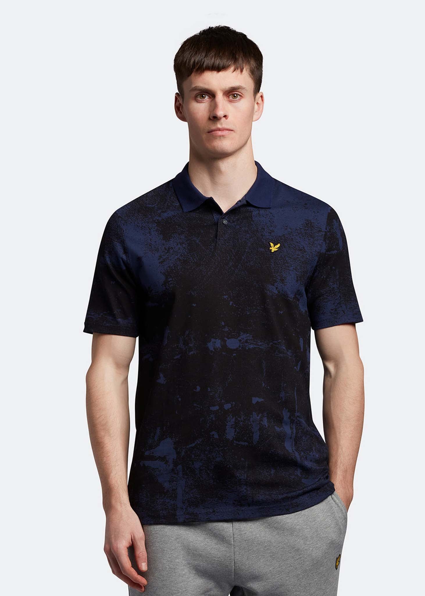 Lyle & Scott Polo's  Erosion print polo shirt - navy 